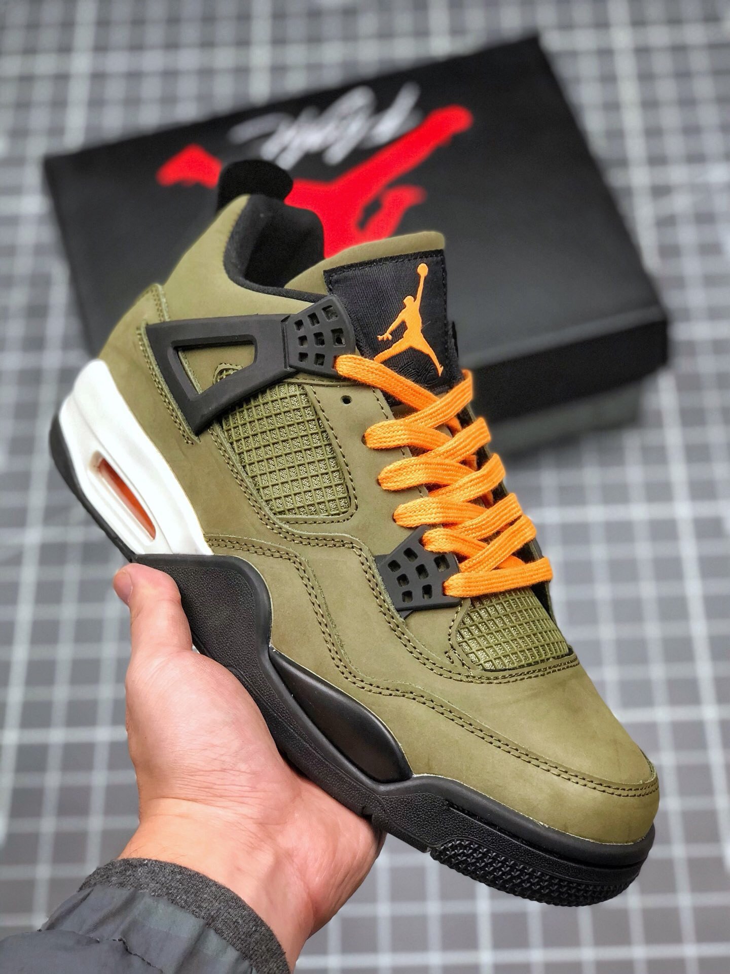 JD 4 Retro Undefeated Olive-Oiled Suede-Flight Satin 5341239