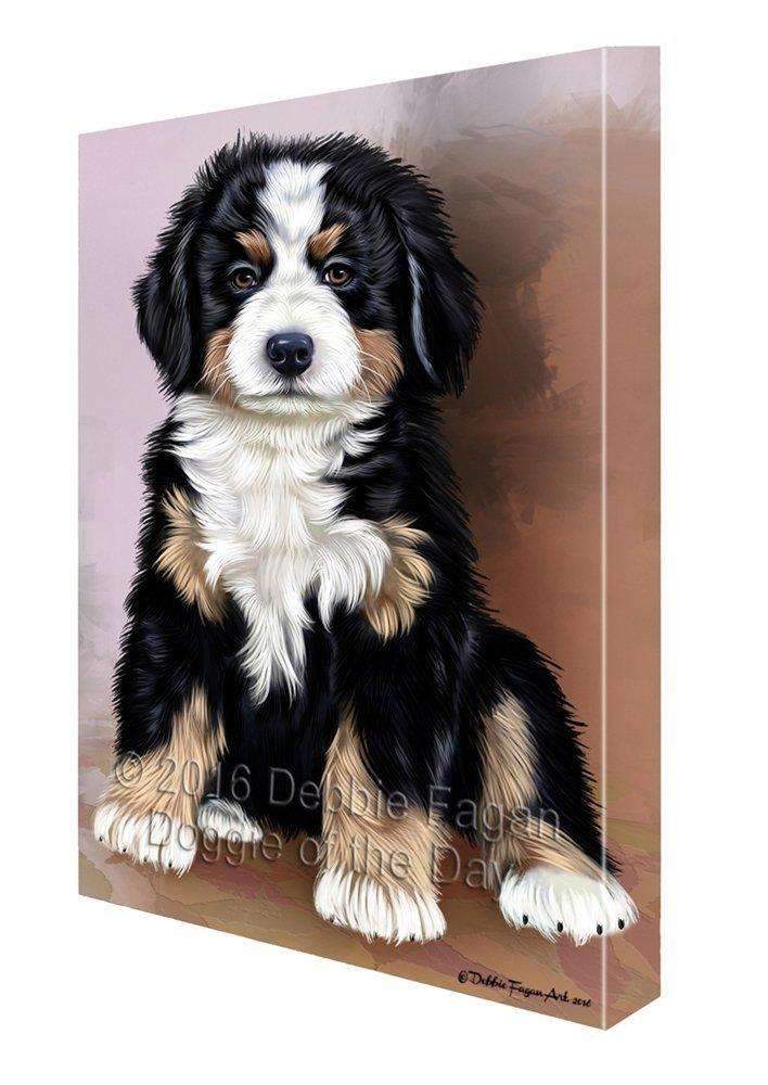 Bernese Mountain Puppy Dog Painting Printed On Canvas Wall Art