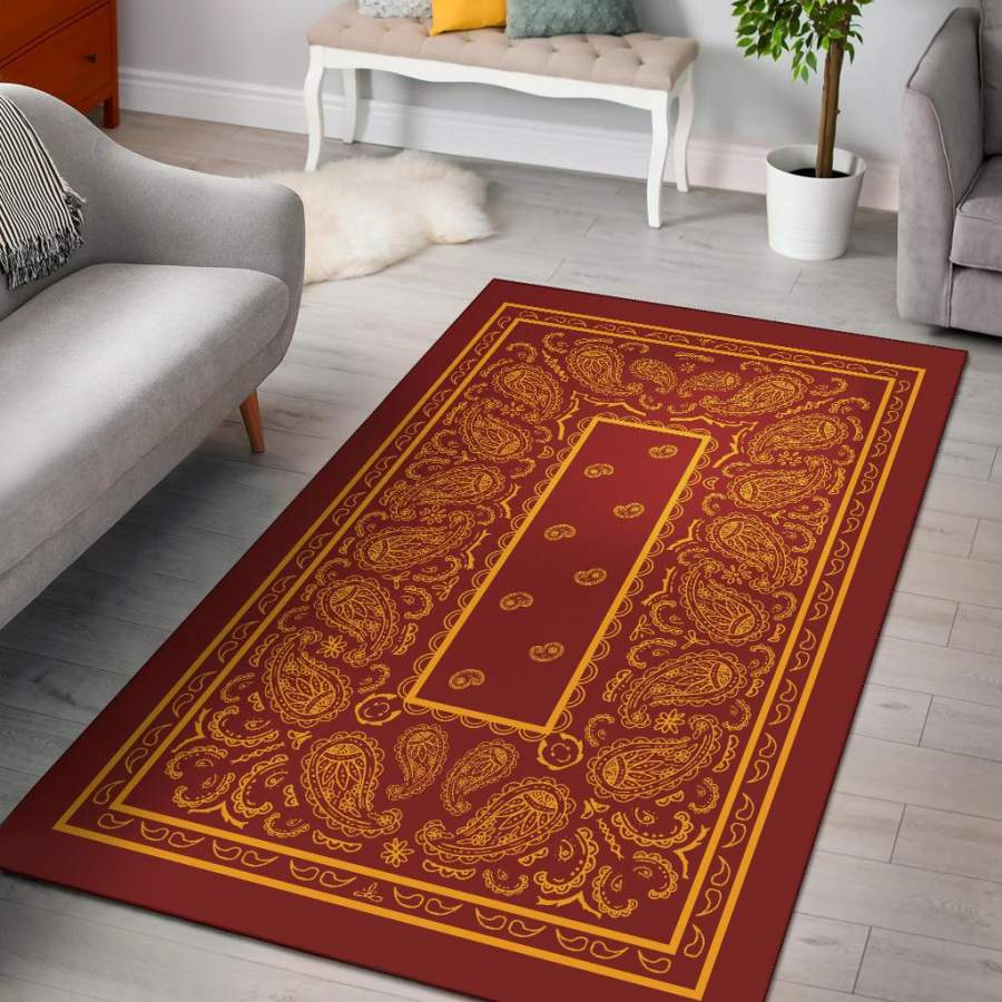 Red and Gold Bandana Area Rugs – Fitted