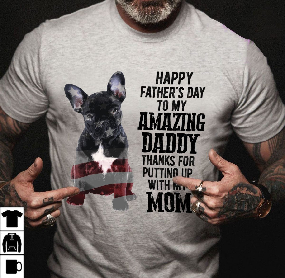 Unisex Shirt White Happy Father Day – French Bulldog