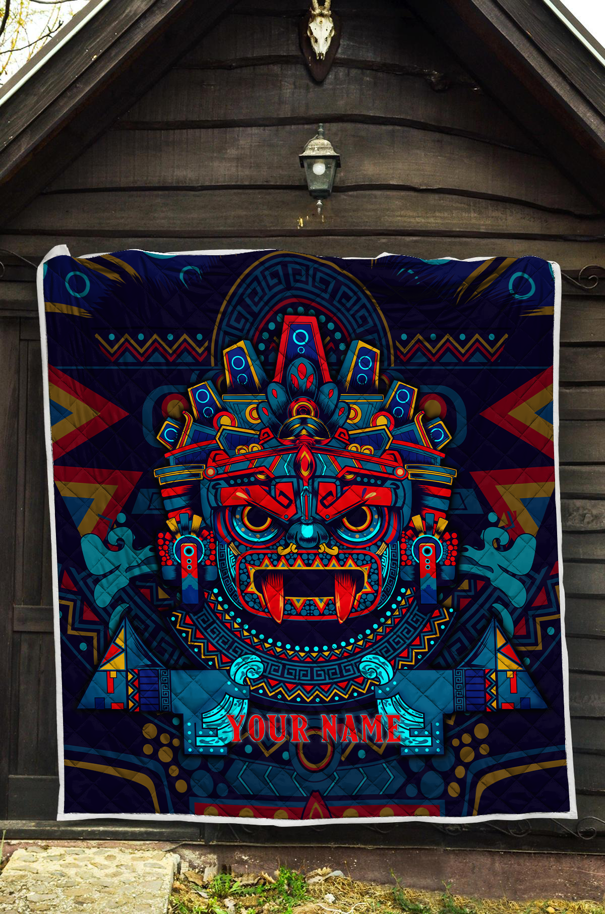 Aztec Tlaloc Sun God Aztec Mexican Mural Art Customized 3D All Over Printed Quilt – Am Style Design