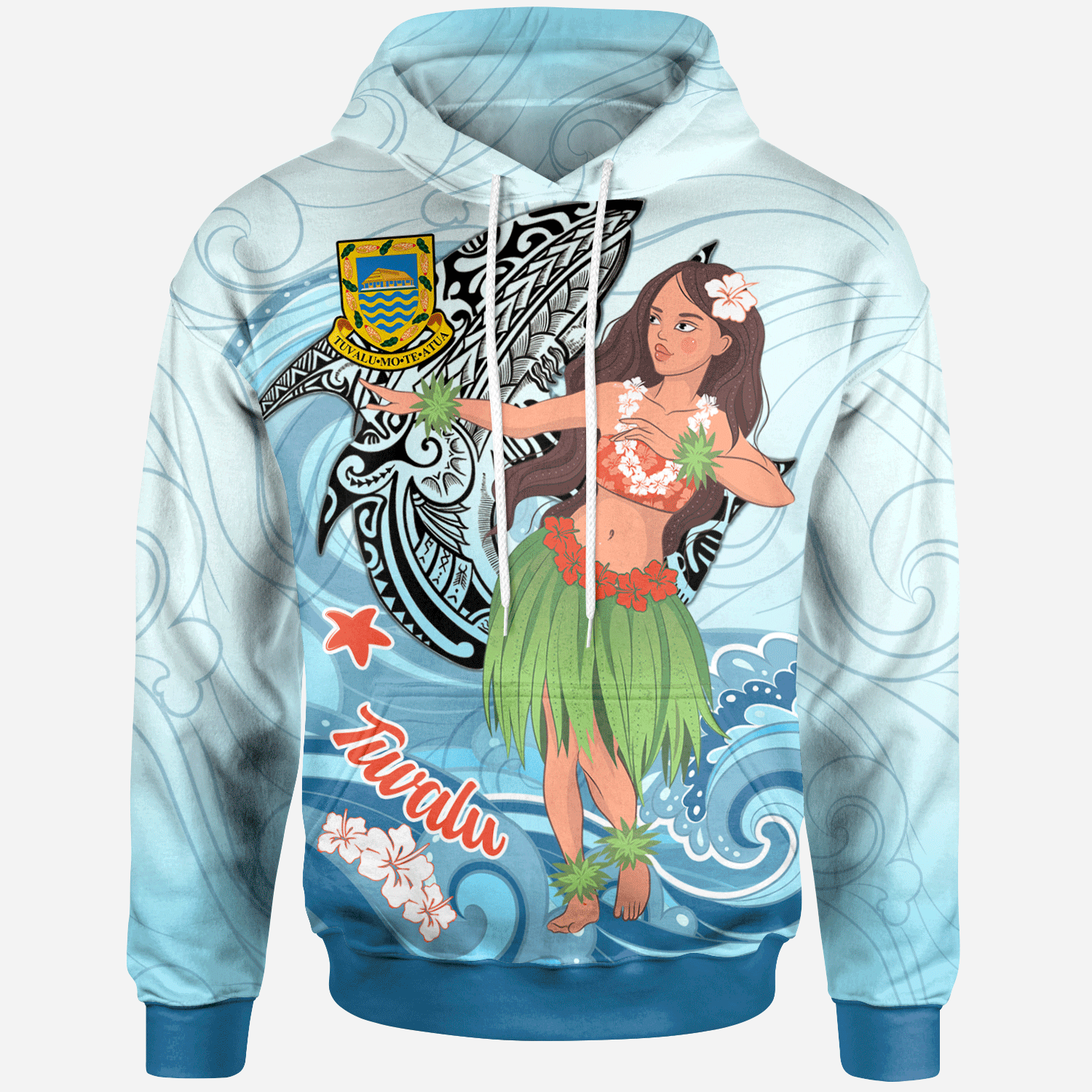 Tuvalu Hoodie – Polynesian Girls With Shark – BN01