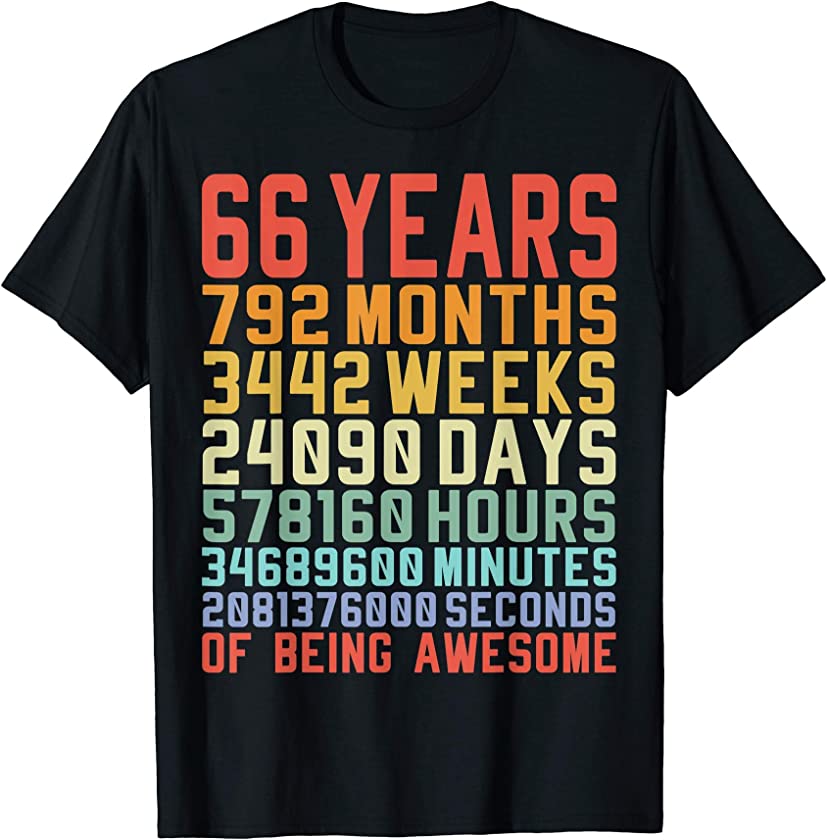 66 Years Old 66th Birthday Vintage Months Days Retro Gift T-Shirt