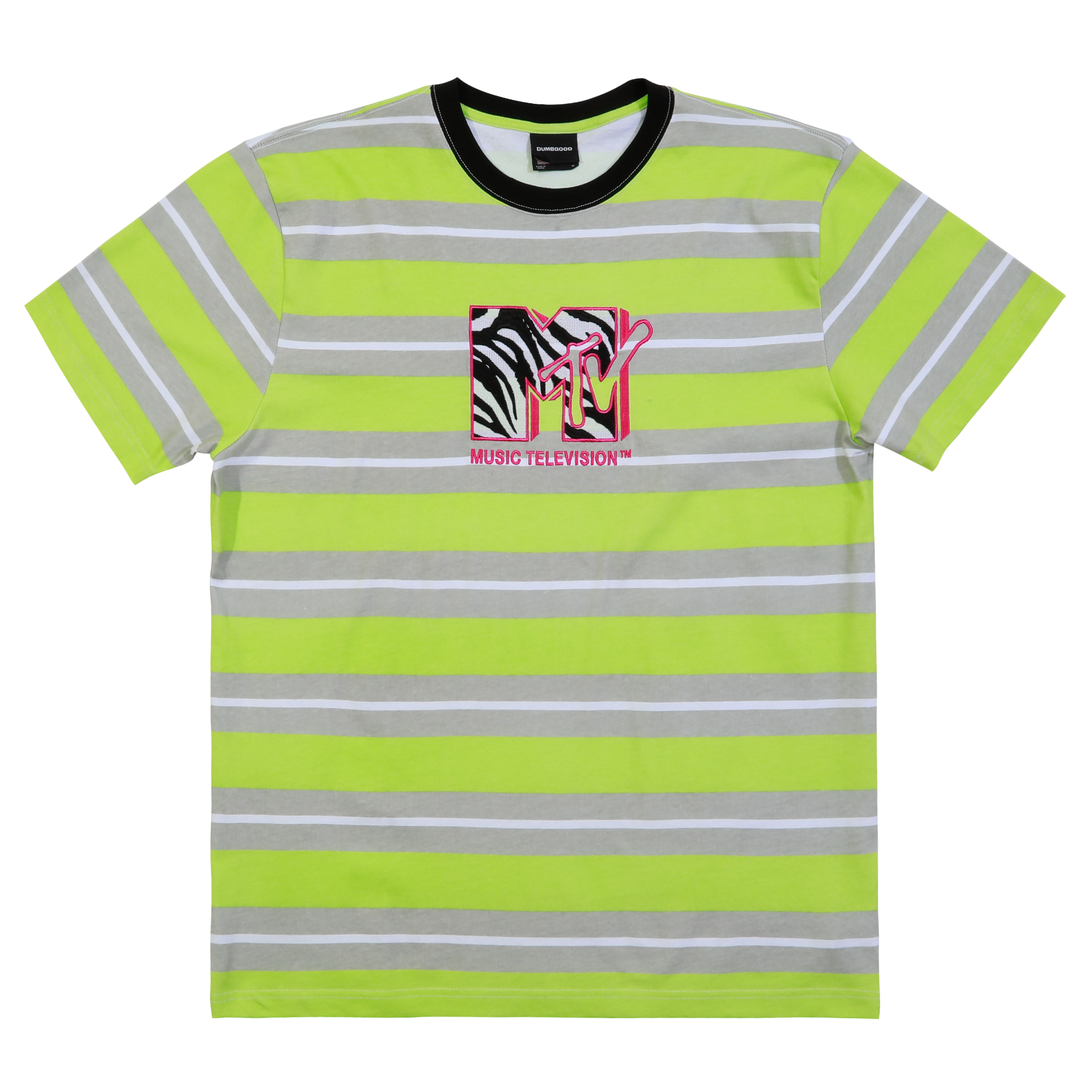 Zebra Logo Lime Striped Tee