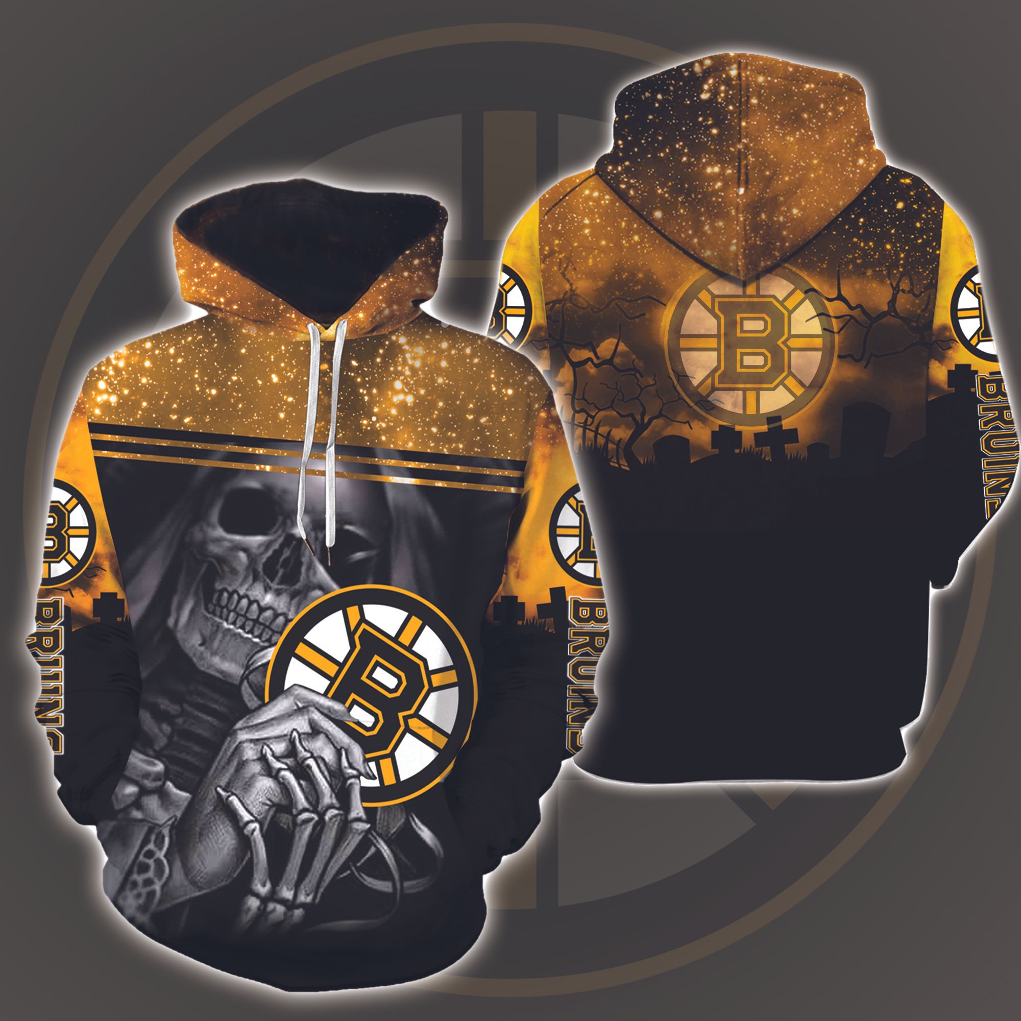 Boston Bruins Skull Halloween 3D Printed Hoodie