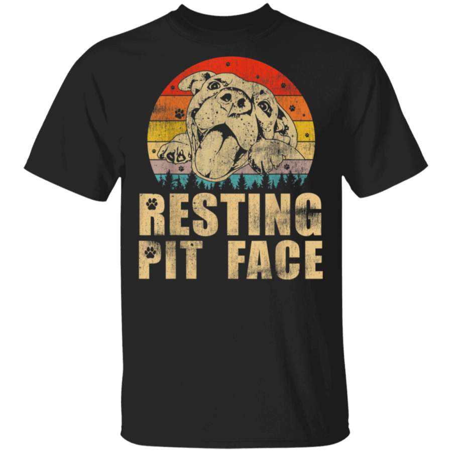 Vintage Pitbull Resting Pit Face  Funny Pitbull Lovers TShirt