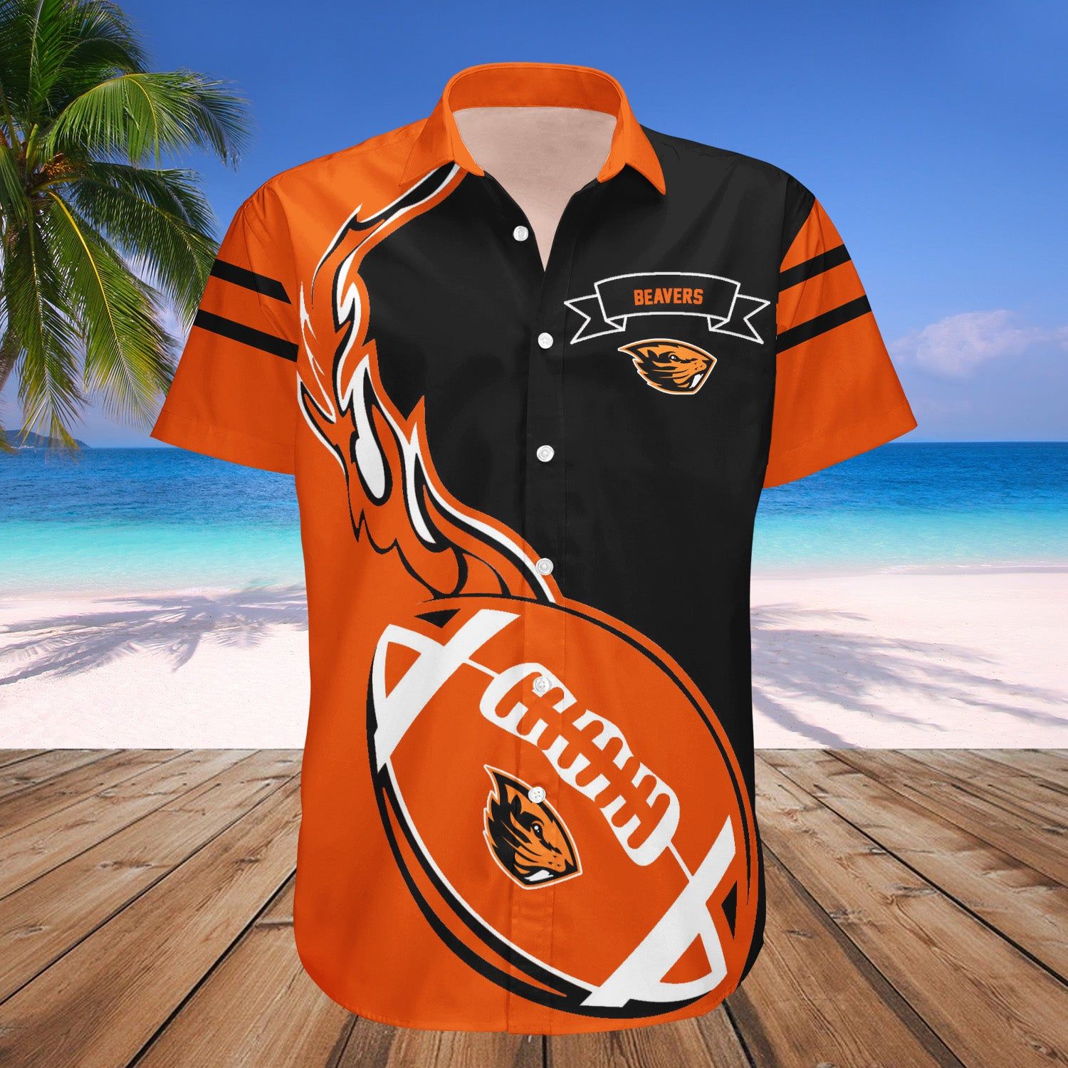 Oregon State Beavers Hawaii Shirt Flame Ball – NCCA