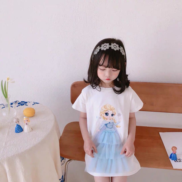 Baby Toddlers Cotton Elsa Dresses Kids Girl Purpel Princess Dress Long Shirt Snow White Dresses Infant Clothing alx