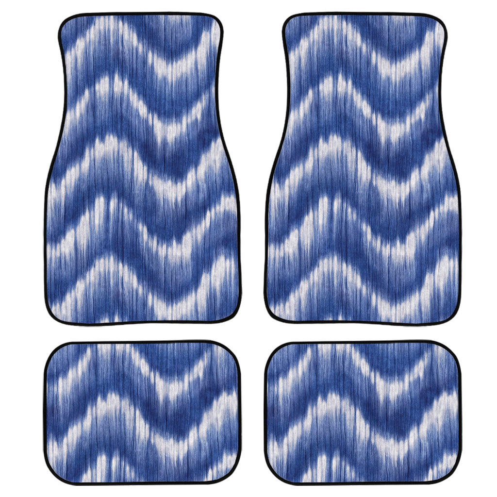 Wavy Shibori Pattern Print Front And Back Car Floor Mats, Front Car Mat