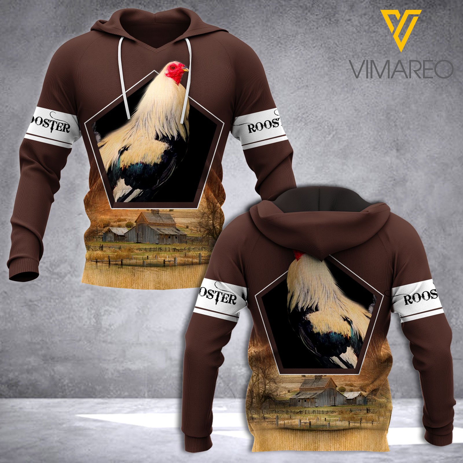 Rooster Ranch Brown Hoodie Hsegh