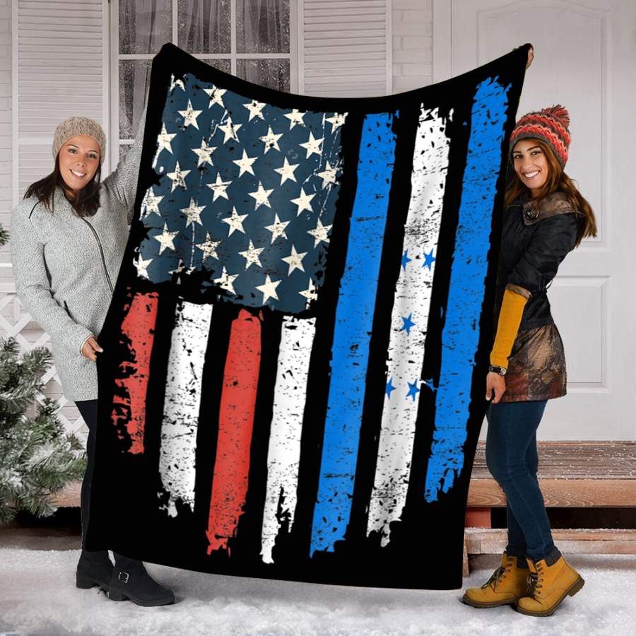 Custom Blanket Honduran American Flag Honduras USA Hearts Patriot Blanket – Fleece Blanket