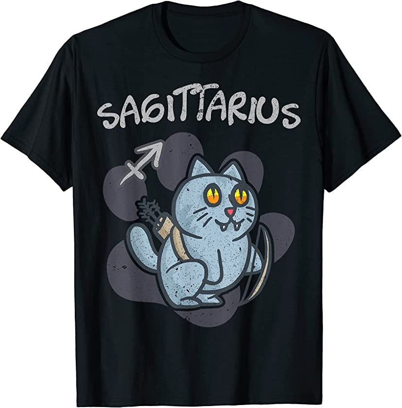 Sagittarius Cat Zodiac Sign Astrology Funny Kitten Cats T-Shirt