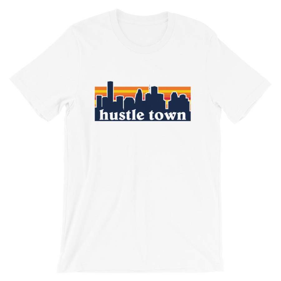 Houston Astros Inspired – Hustle Town Skyline Rainbow – Unisex T-Shirt