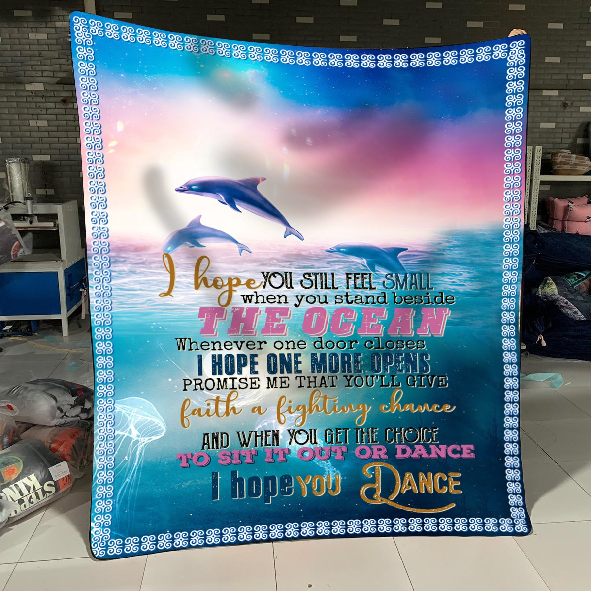 Dolphin I Hope You Dance Fleece Blanket