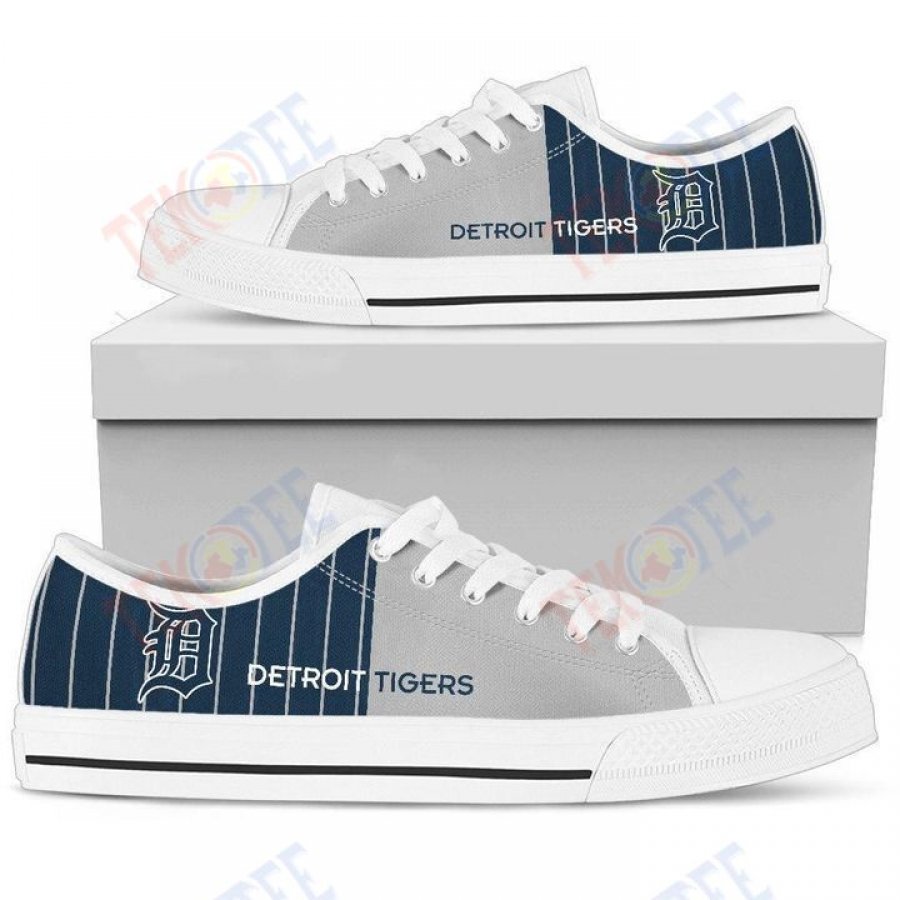 Mens Womens Simple Design Vertical Stripes Detroit Tigers Low Top Shoes Custom Print Footwear Converse Sneakers TMT712