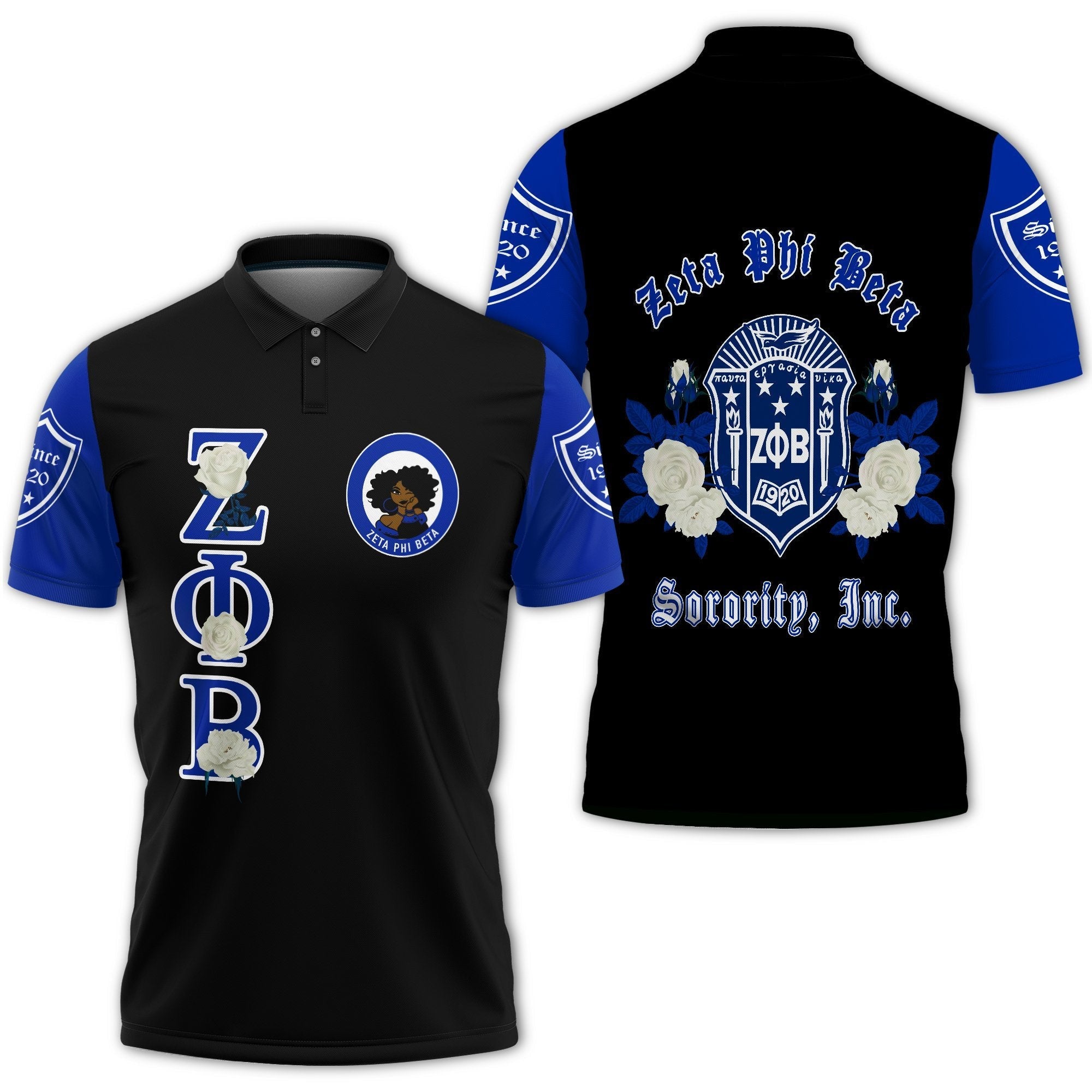 Sorority Polo – Zeta Phi Beta White Rose Polo Shirt