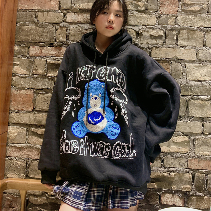 BIggorange 2021 female hooded cartoon bear loose Korean college students hooded sweater anime hoodie printed sweatshirt women alx