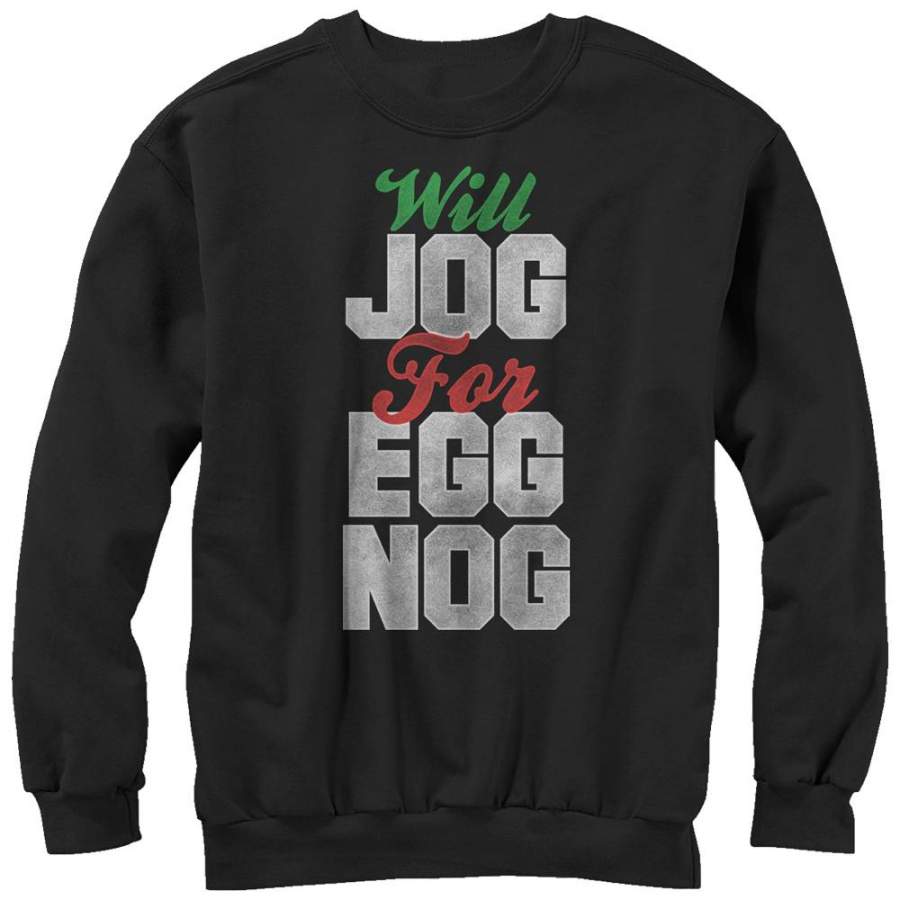 CHIN UP Women’s Christmas Jog for Egg Nog  Sweatshirt Black