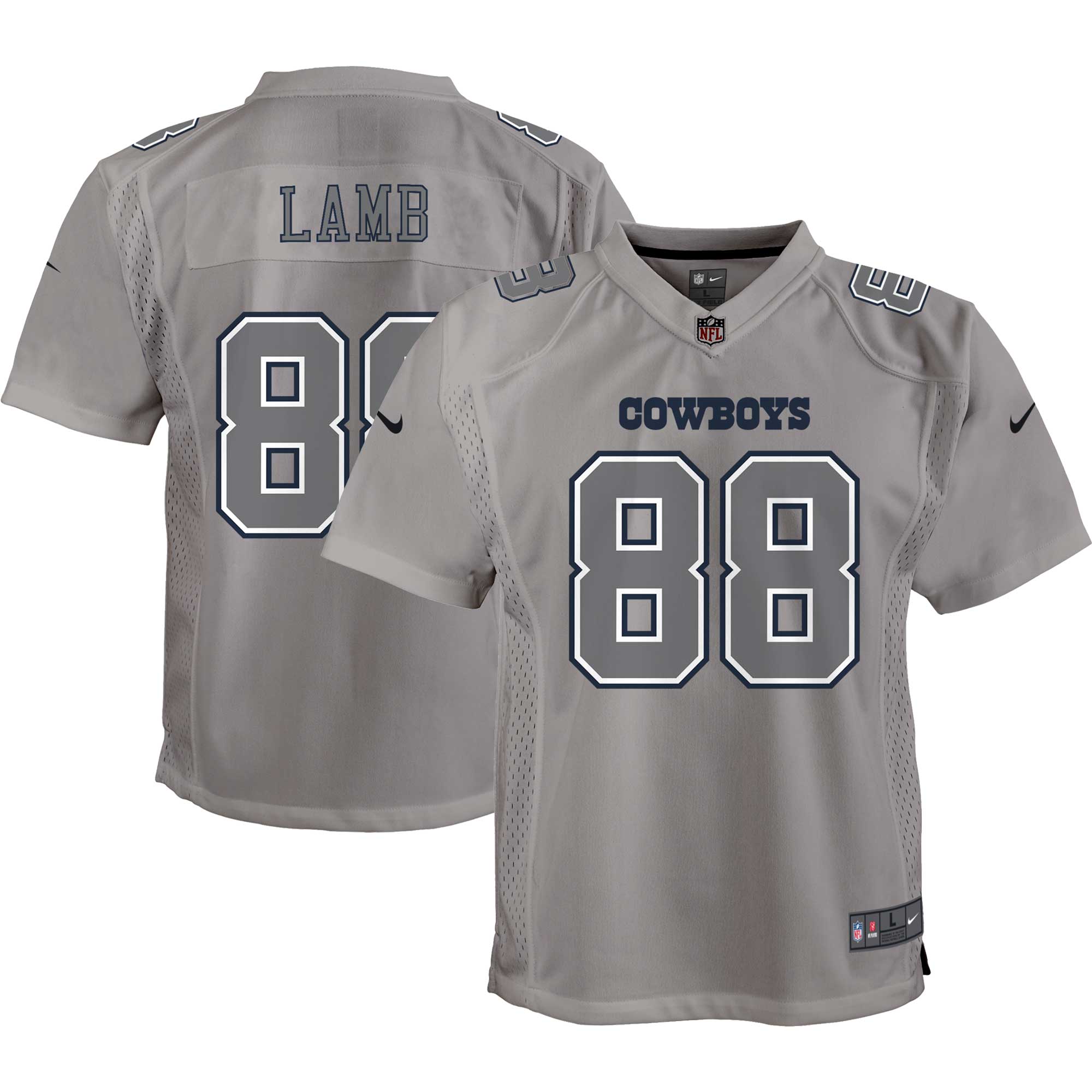 Youth Dallas Cowboys CeeDee Lamb Gray Atmosphere Game Jersey