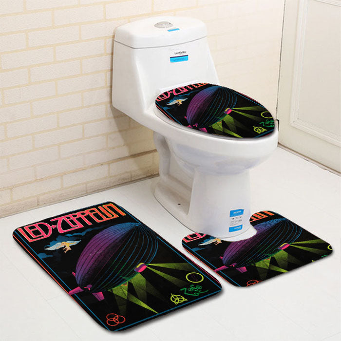 Vintage Led Zeppelin Poster Toilet Cover Set Up