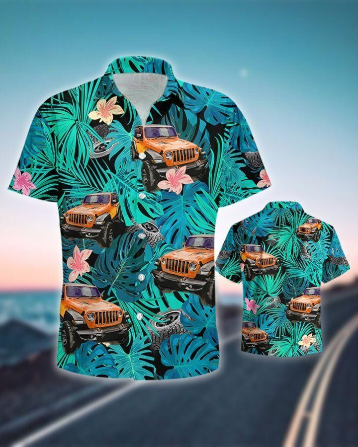 Simple Tropical Jeep Green Unisex Hawaii Shirts Ha35074