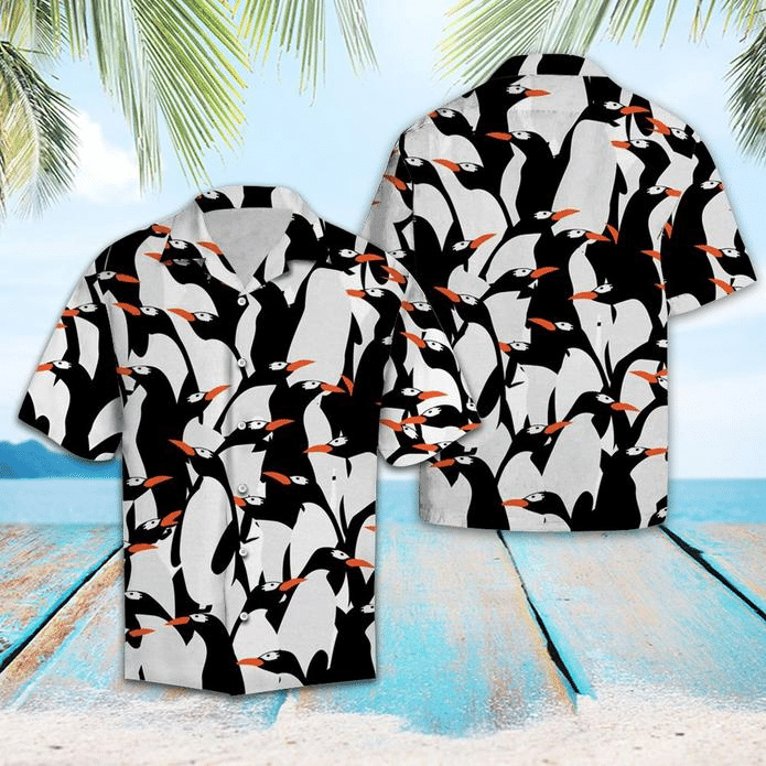 Waybackapparel Cute Penguin 3D Hawaiian Shirt