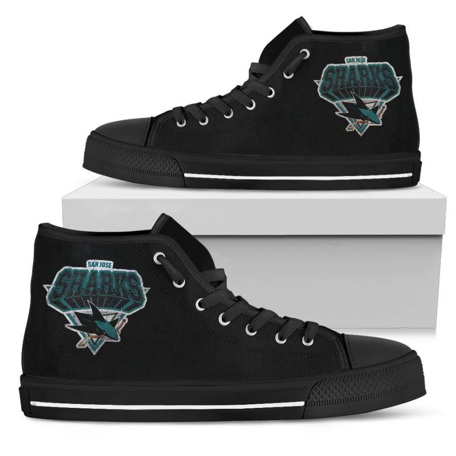 3D Simple Logo San Jose Sharks High Top Shoes