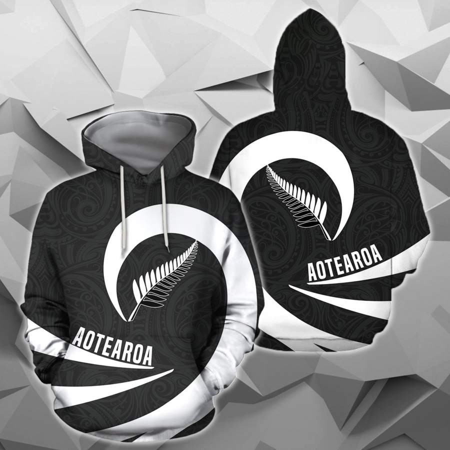 Aotearoa Hoodie Silver Fern Roll Into My Heart PL 01