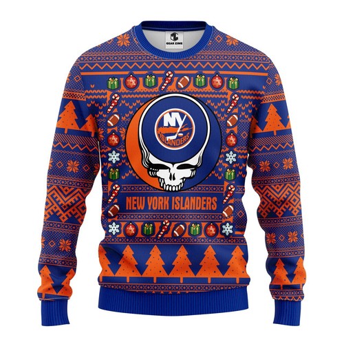 New York Islanders Grateful Dead Christmas Gift For Fan Ugly Wool Sweater Christmas