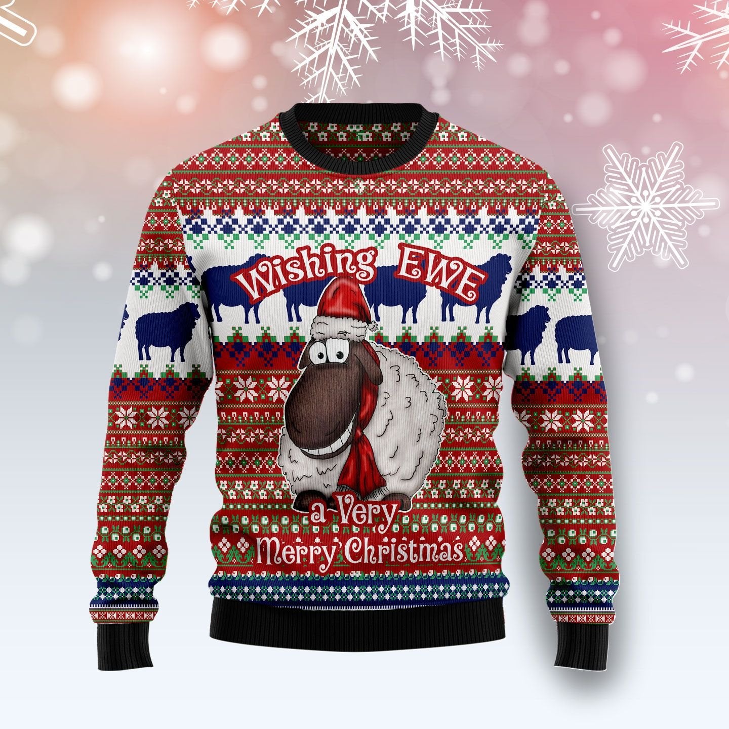 Sheep Wishing Ewe Ugly Christmas Sweater | For Men & Women | Adult | Us4309