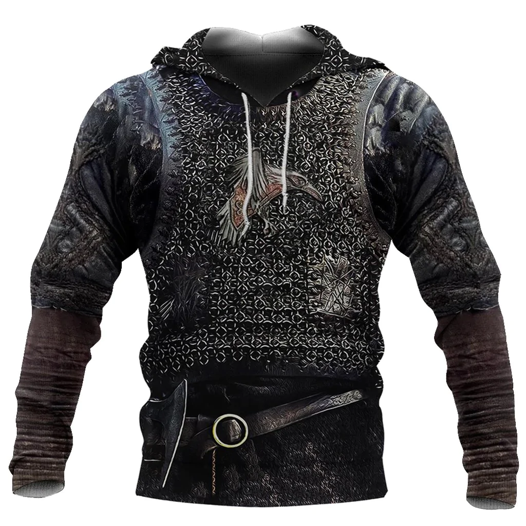 Vikings Raven 3D Armour On Hoodie Viking Hoodie Men Women, Viking Hoodie For Dad Husband