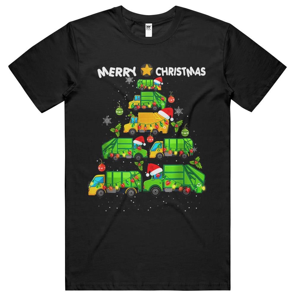 Funny Xmas Boys Garbage Truck Christmas Tree T Shirts