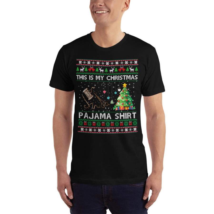 This is My Christmas Pajama Sewing Santa Ugly Christmas T-Shirt