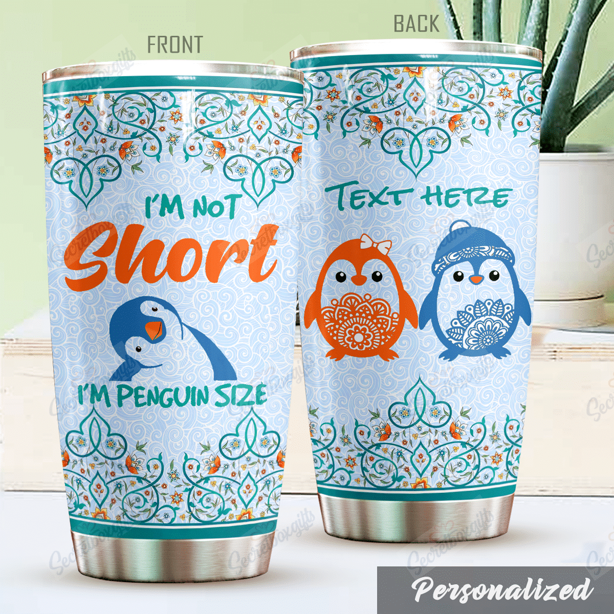 Penguin Stainless Steel Personalized Stainless Steel Tumbler Customize Name, Text, Number Dhsfh