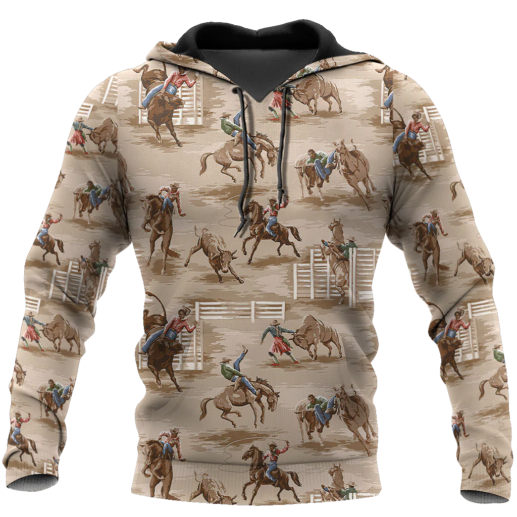 3D Full Print Rodeo Hoodie Rodeo Pattern, Best Hoodie For Horse Lovers Rodeo Lover Gift