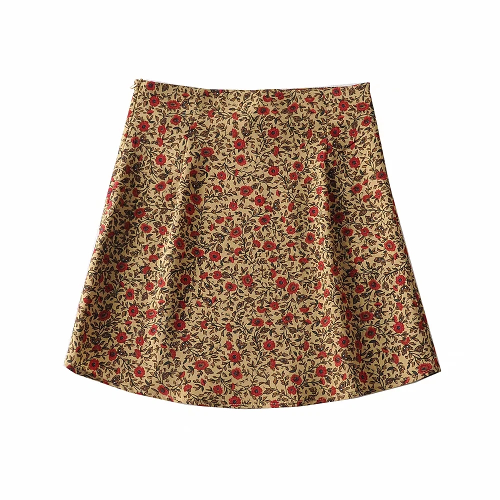 Brand Womens Floral Skirts High Waist Retro Female Skirts Korean Style INS Trendy Summer Mini Skirts Vintage Y2K Skirt Faldas alx