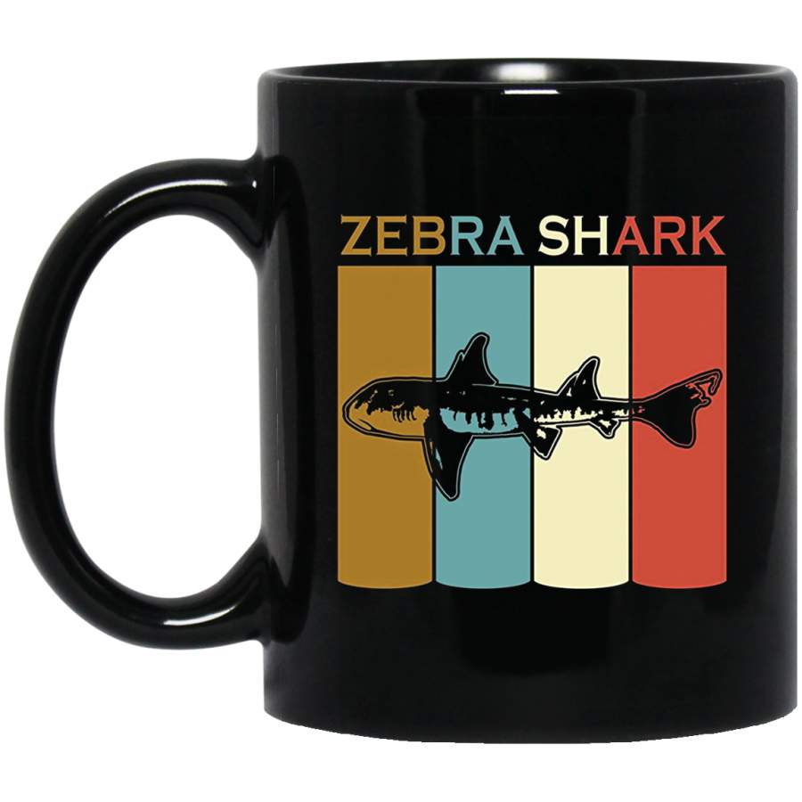 Vintage Classic Zebra Shark Mug Funny Sharks Mug 11 oz 15 oz Black Mug