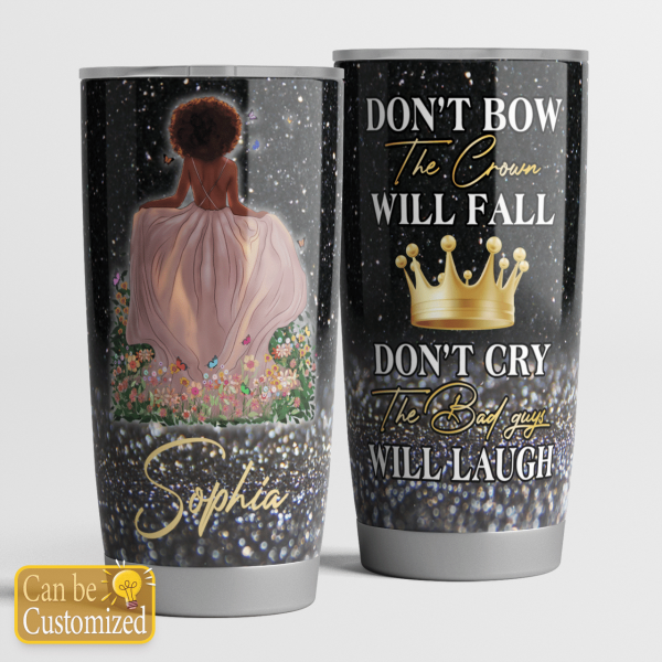 Personalized For Black Queen Art For Black Girl With Crown All Over Print 3D Tumbler