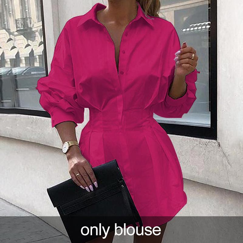 Women Elegant Women Shirt Dress Sexy Lapel Neck Tunic Dress Corset Wide Belt Accesoories Office Lady Long Sleeve A Line Dress alx