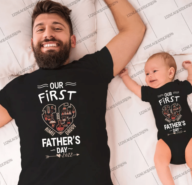 Our First Fathers Day T-Shirt & Baby Onesie, Dad And Baby Matching Shirts, Father And Son/ Daughter, Father’S Day Gift