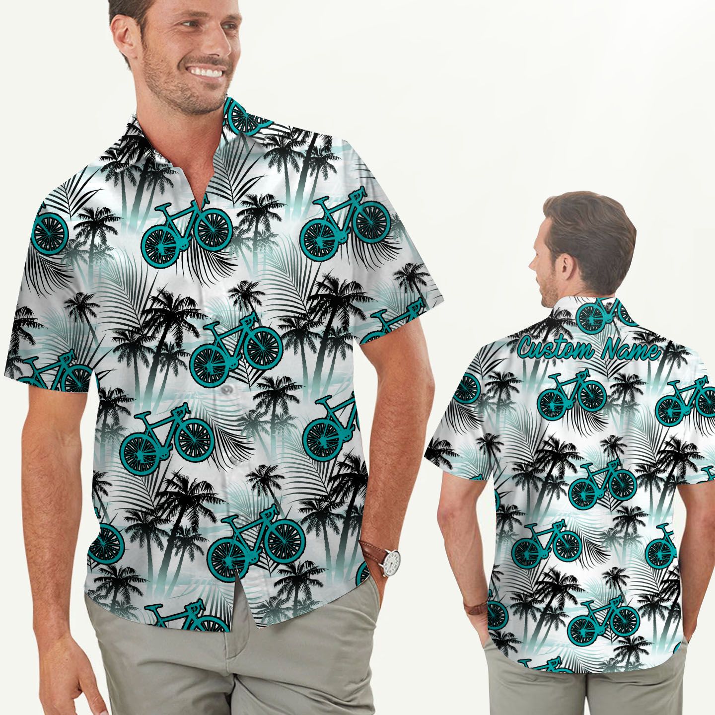 Bicycle Tropical Coconut Custom Name Men Hawaii Shirt For Cycling Lovers In Summer Ha16295