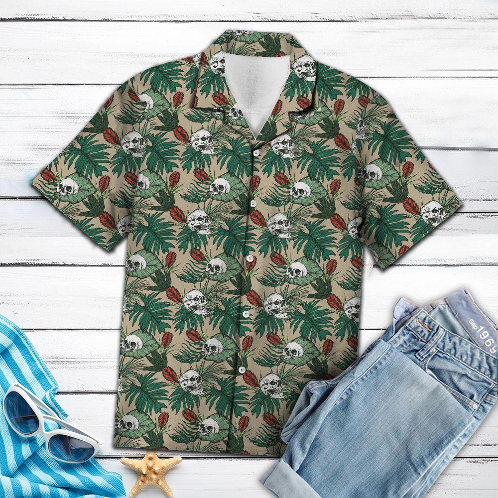 Skull Palm Leaves Hawaii Shirt For Hawaii Aloha Ha10394