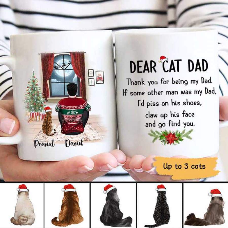 Dear Cat Dad Christmas Personalized Coffee Mug