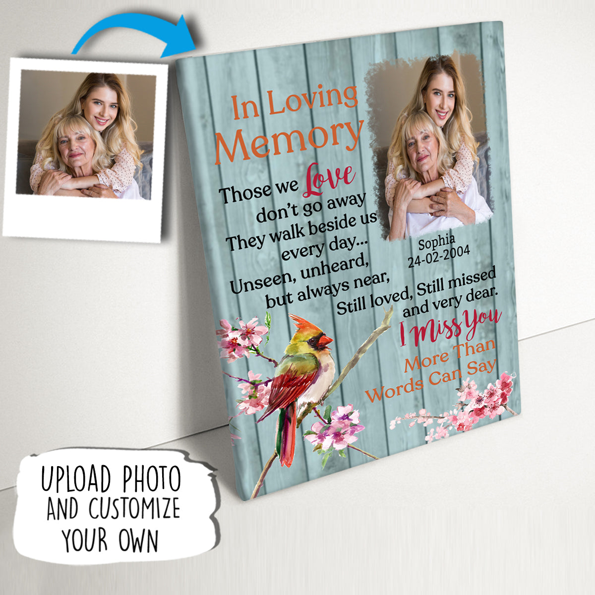 I Miss You More Than Words Can Say Customized Memorial Poster Canvas With Your Own Photo TP