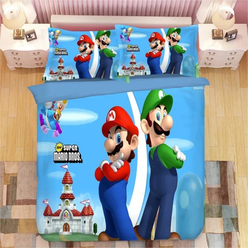 Super Smash Bros Ultimate Mario 12 Duvet Cover Pillowcase Home Decor 3D Bedding Set