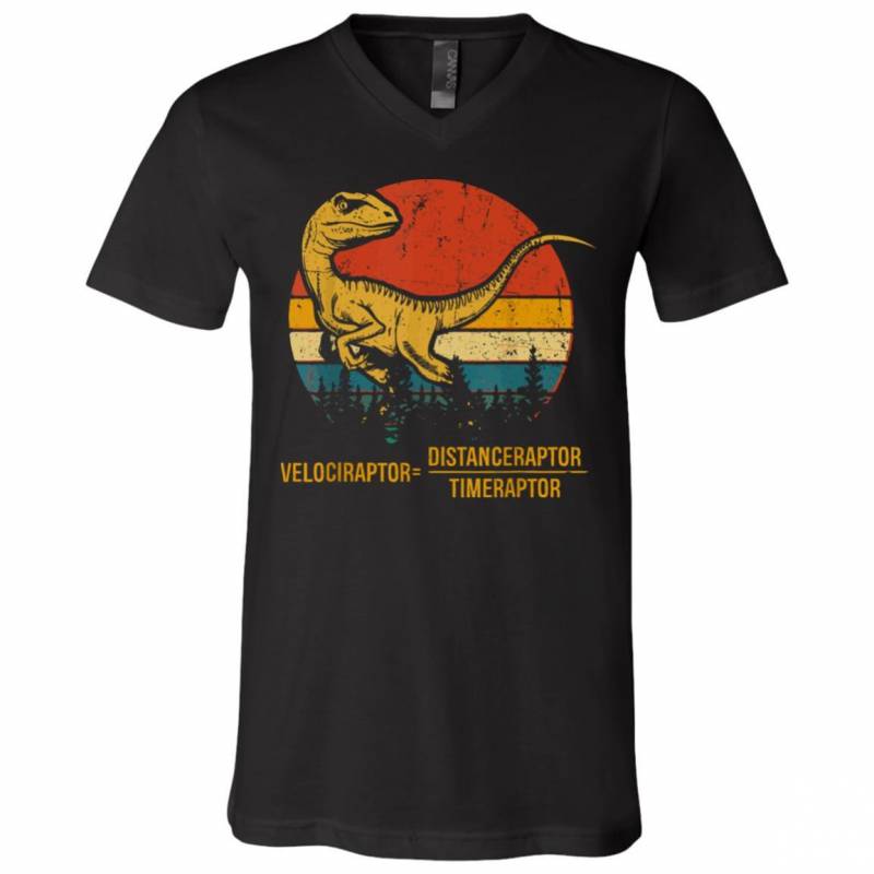 Velociraptor Distanceraptor Timeraptor Dinosaur V Neck T-Shirt