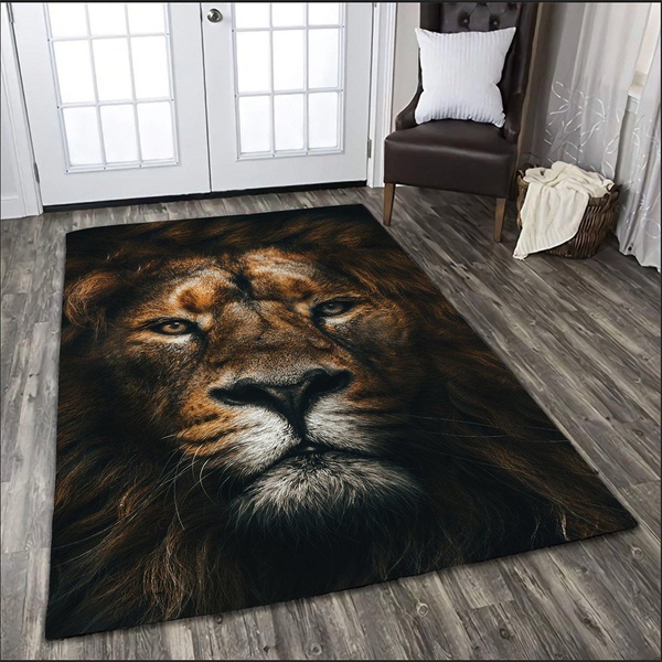 The Silence Of Lion Area Rectangle Rug