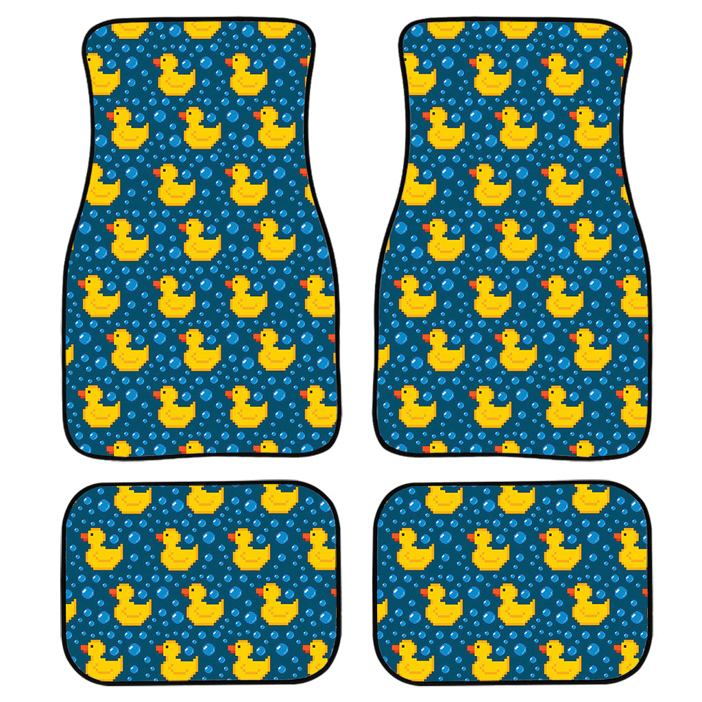 Pixel Rubber Duck Pattern Print Front And Back Car Floor Mats, Front Car Mat