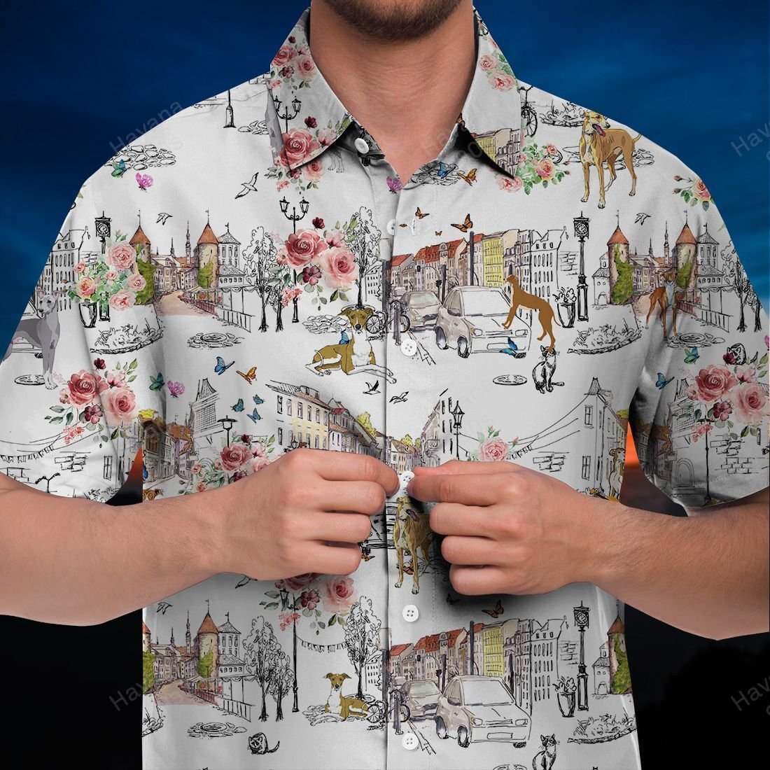 Greyhound Hawaii Shirt Dog Floral City Ha22945