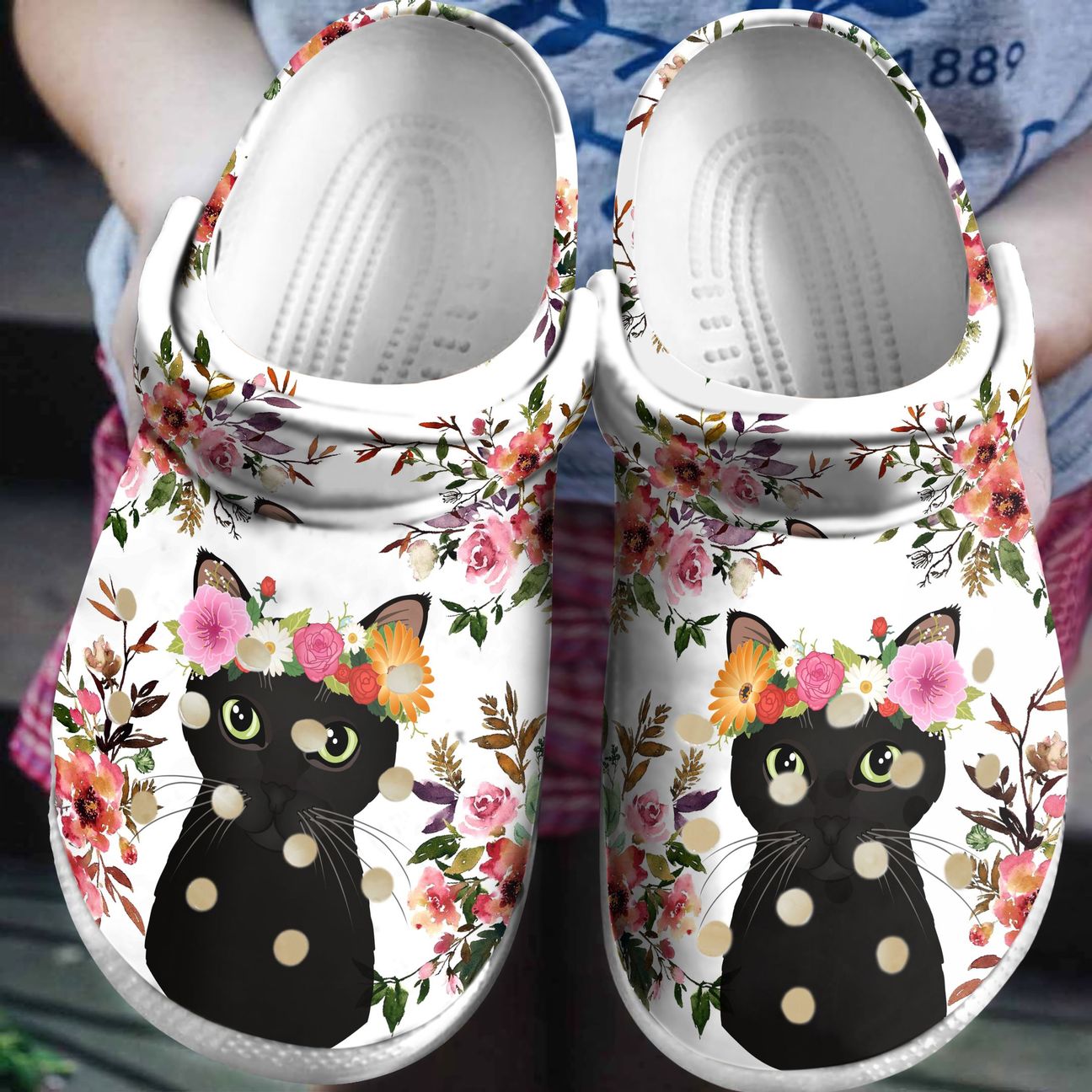 Black Cat Personalized Clog, Custom Name, Text, Color, Number Fashion Style For Women, Men, Kid, Print 3D Floral Black Cat